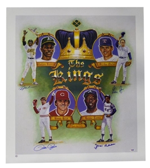 Kings of Baseball Poster Signed By Nolan Ryan, Pete Rose, Rickey Henderson and Hank Aaron